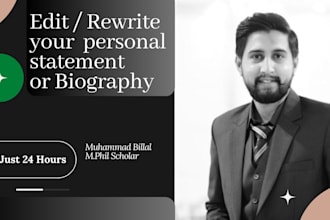 proofread and edit your personal statement, sop or statement of purpose and bio