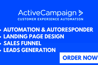 do email marketing, setup automation and landing page of activecampaign