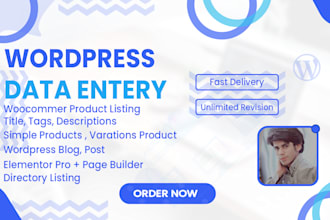 enter data into wordpress and list products on woocommerce
