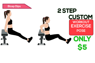 draw custom exercise, workout, sports any fitness pose illustration