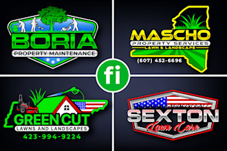 do modern grass trimming landscape and lawn care logo