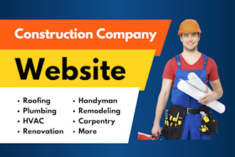 design construction company, roofing, renovation, plumbing business website