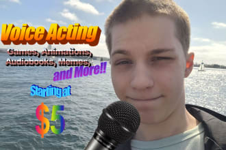 voice over a game, meme, animation, commercial, etc
