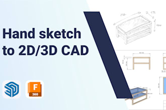 redraw your sketch to 2d 3d cad