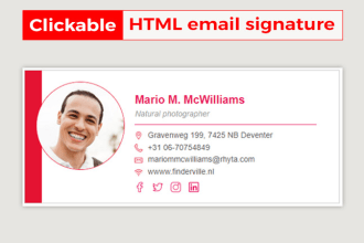 professional HTML email signature design with clickable links
