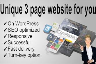 design and build a unique, SEO small business 3 page website