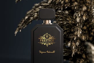 design perfume, cosmetic product label, box packaging