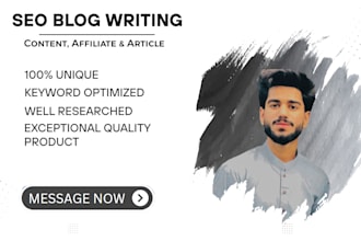 do SEO content writing, blog post writing, and article writing