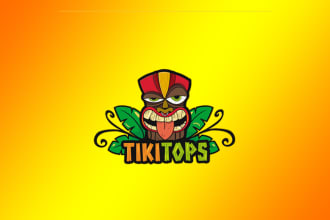 create drawing tike tops mask logo with text with any file