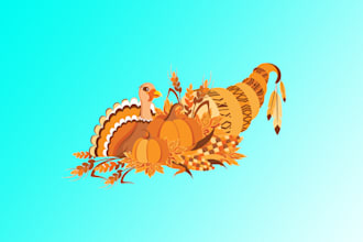 design different happy turkey clip art logo with unlimited revision