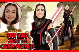 draw you a custom character from star wars or jedi