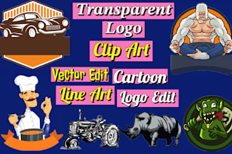 make transparent logo or edit vector,cartoon,clip art