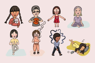 create mini human doodle illustrations and icons