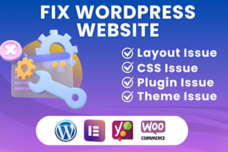 fix wordpress issues, errors, bugs, CSS, provide wp help
