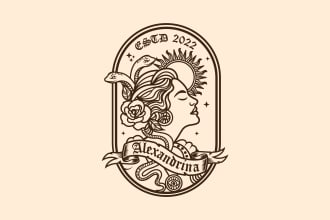 design line art boho feminine hand drawn logo design