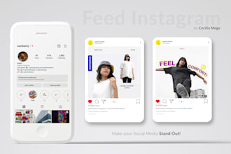 design for your post feed and story in instagram or facebook