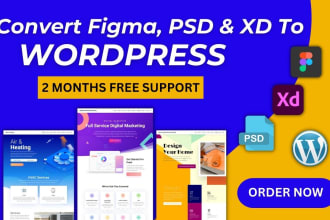 convert your figma, psd and xd design to wordpress website