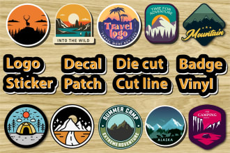 design unique sticker,  badge, patch, label, logo, decal, die cut, and vinyl