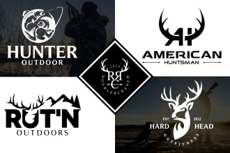 create hunting fishing and outdoor logo