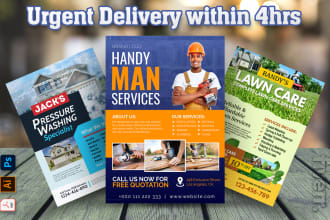design urgent handyman, cleaning service, pressure washing, roofing flyer