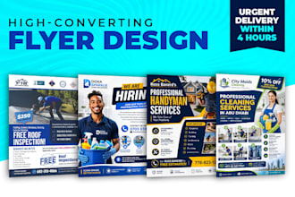 design high converting handyman, cleaning, roofing, hiring flyers