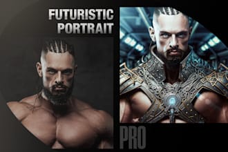 retouch your portrait in a futuristic style