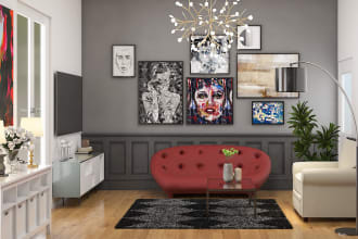do living dining and kitchen 3d model and render fast