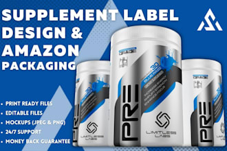 design supplement, bottle label, cbd label and cosmetic label