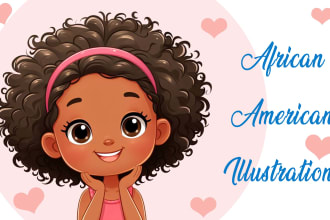 design cute black african american cartoon character and children book