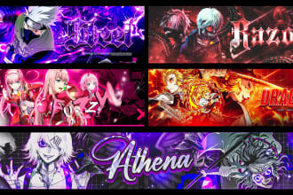 design anime banner for youtube, twitch, twitter, facebook