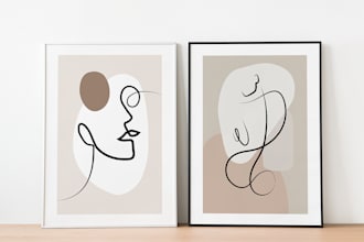 design minimalist abstract printable wall art for an etsy shop or home