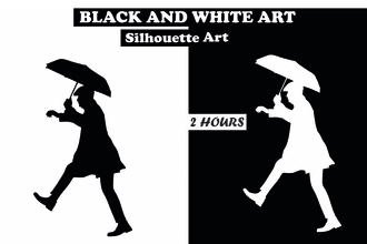 black and white silhouette vector illustrations