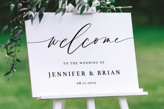 design calligraphy couple name for wedding welcome sign