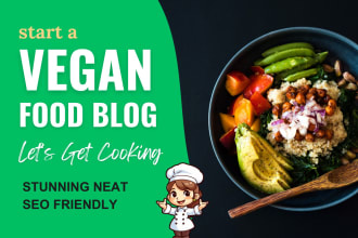 create a stunning vegan recipe food blog with custom design