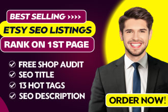 write etsy seo title, tags and do etsy product listing to rank and boost sales