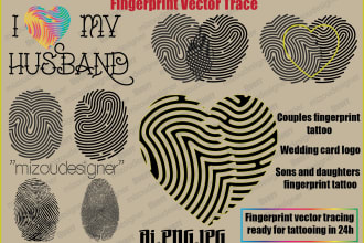vector trace your fingerprint to tattoo or print