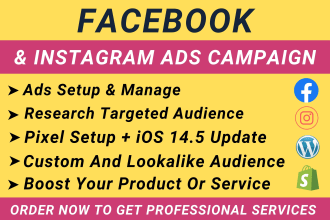 be your facebook ads campaign manager, for your product and service