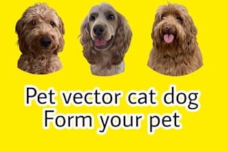 create amazing pet vector half body from cat dog portrait