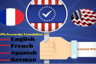 provide quality  english to french translation