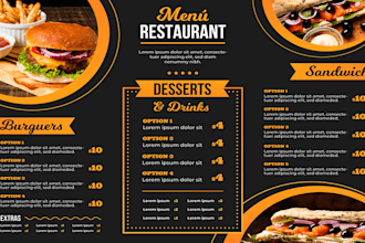 design a professional restaurant menu and food flyer