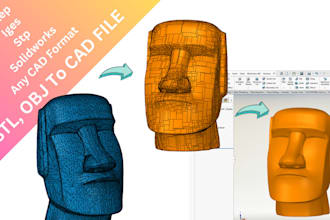 convert files from stl mesh 3d scan to step, iges, cad