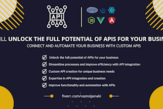 create custom apis or integrate in wordpress, PHP, node or react