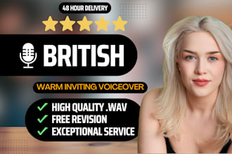 record a warm british female commercial business voiceover