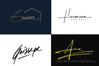 do handwritten signature logo, hand drawn design