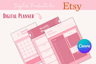 create etsy digital products, printable planner digital download for etsy