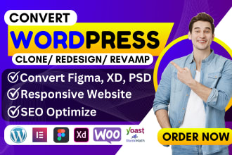 convert figma to elementor or responsive design wordpress website
