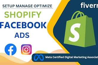 setup shopify facebook ads campaign, advertising and marketing manager