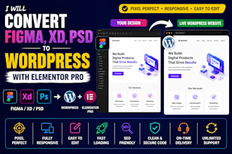 convert figma xd PSD design to wordpress elementor