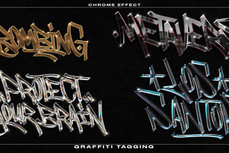 design graffiti tagging with chrome effect for your logo