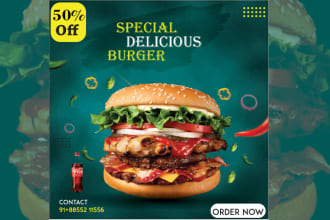 do food menu, pizza, burger flyer, brochure in 24hrs